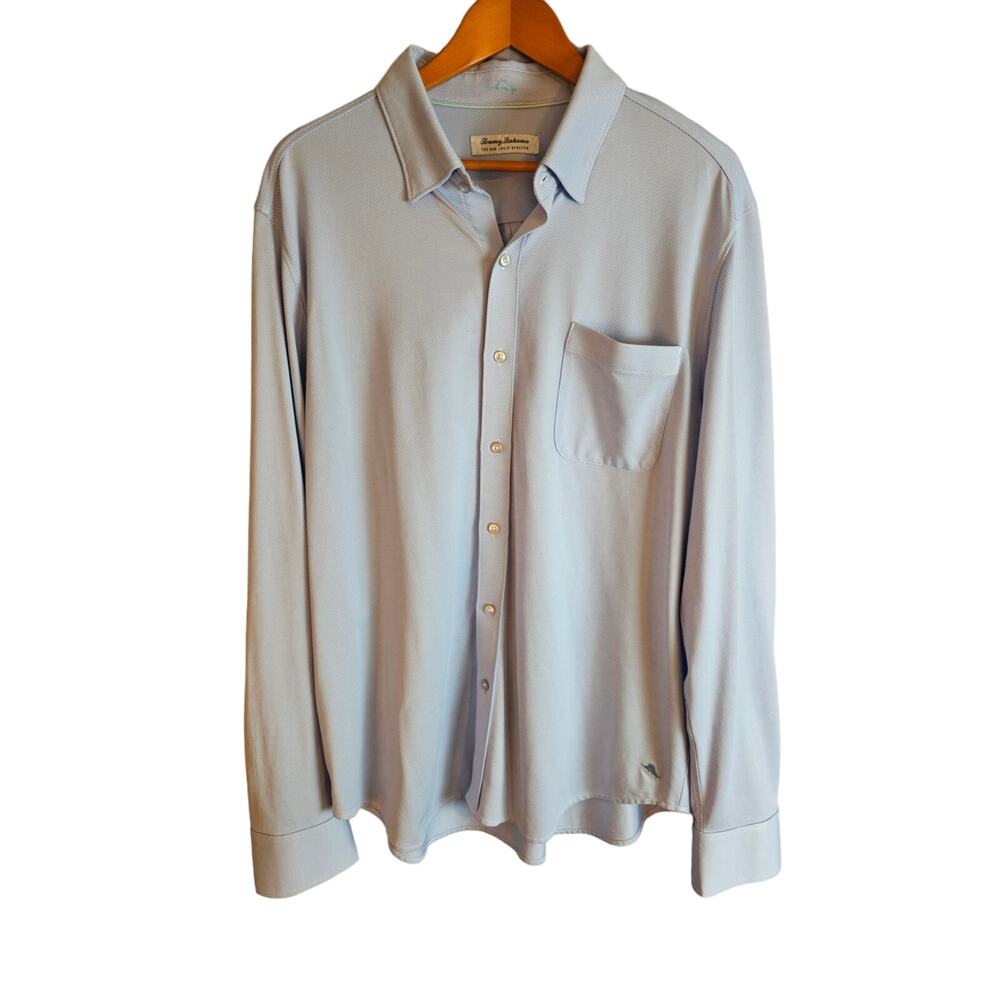 Tommy Bahama Men's The Lucio Stretch L/S Button Up Dress Shirt. Blue. Size XL